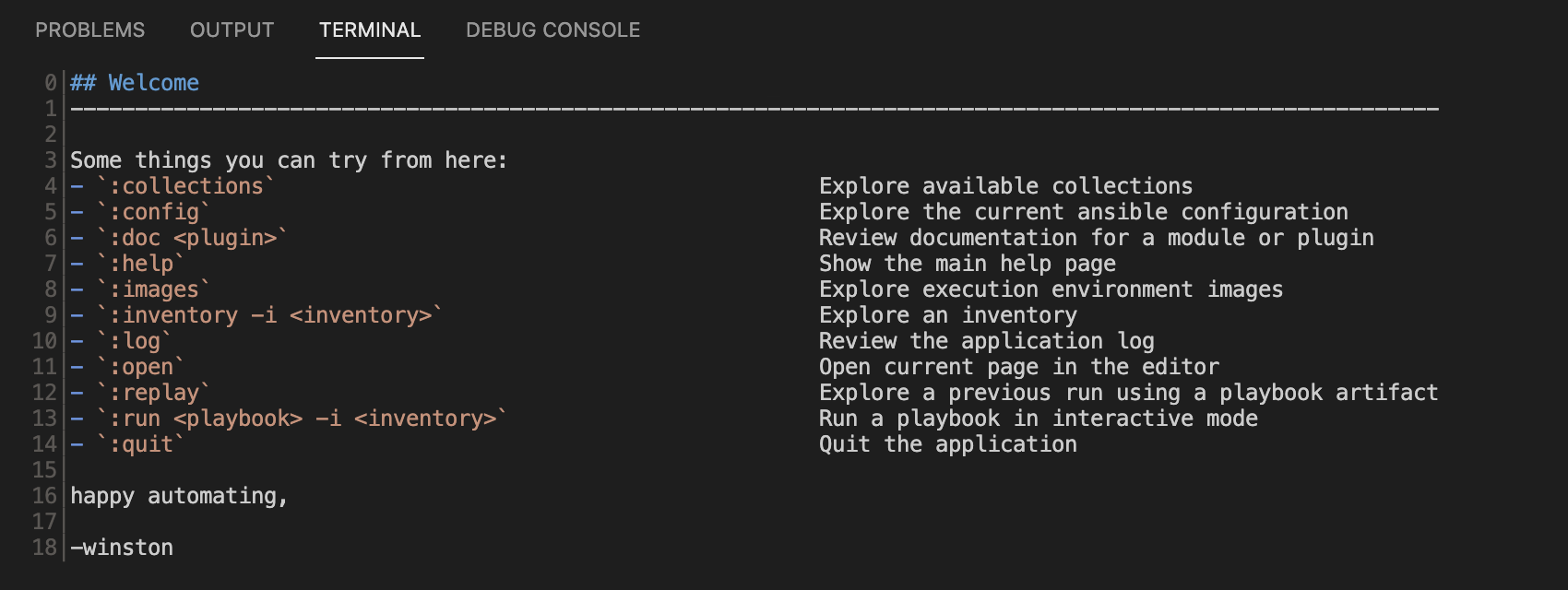 ansible-navigator interactive mode