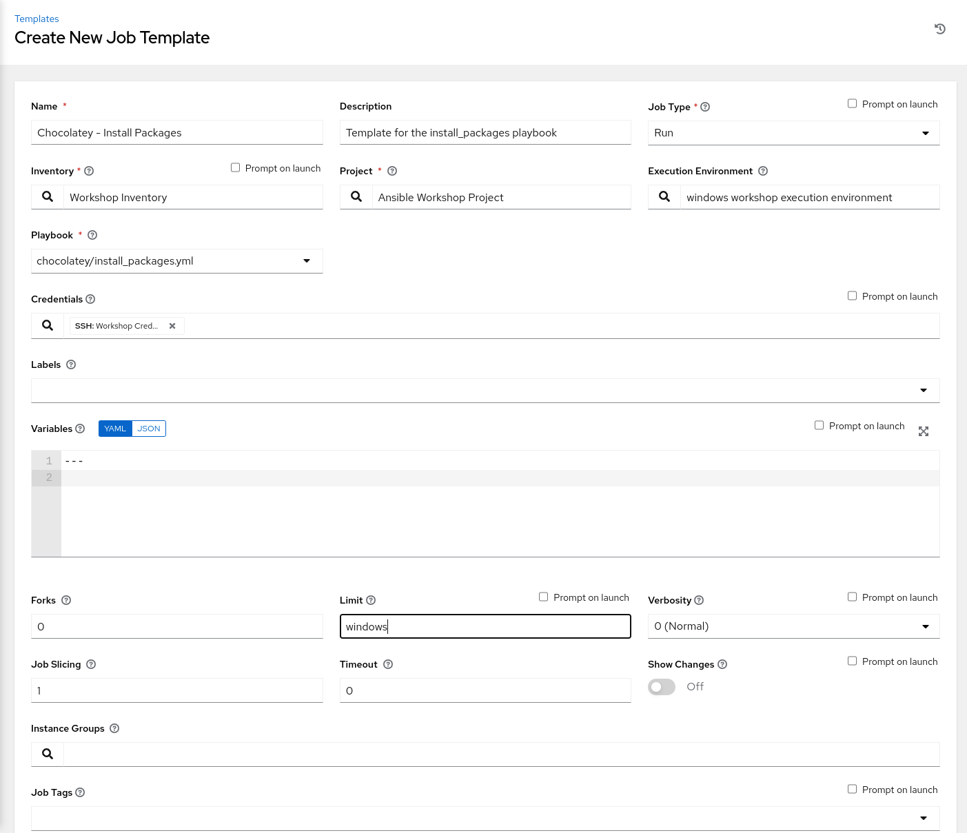 Create Job Template