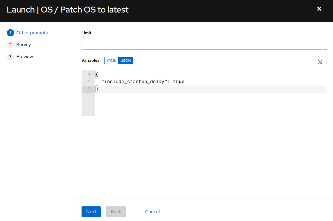 "OS / Patch OS to latest" limit dialog